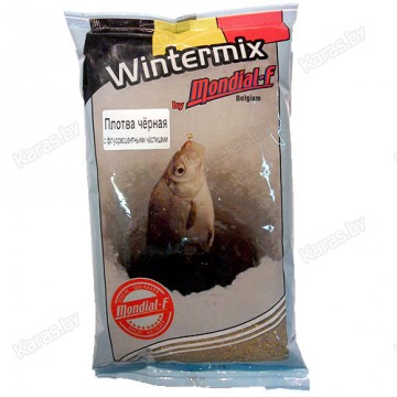 Прикормка зимняя Mondial-F Wintermix Roach Black Fluo 1 кг (Плотва, черный, запах червя)